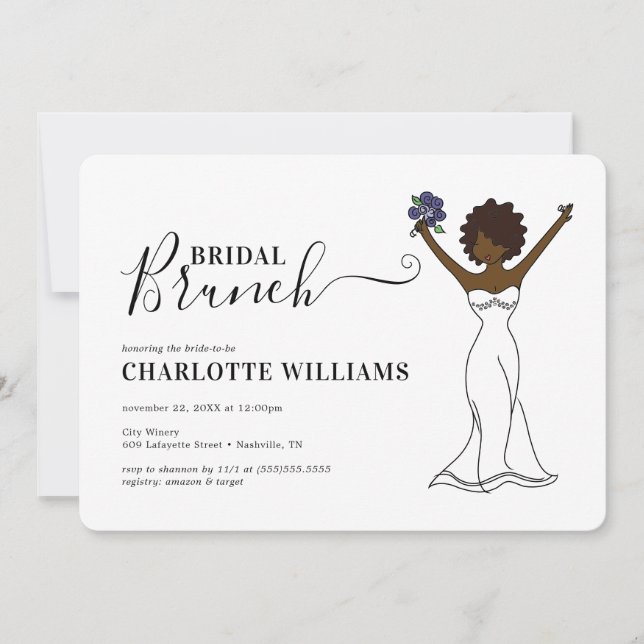 Invitation Brunch nuptial Avatar personnalisable| Cheveux bou (Devant)