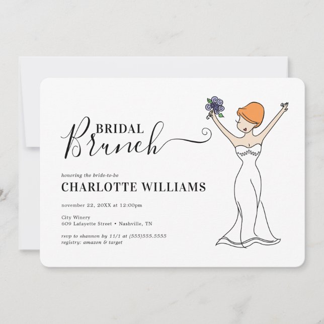 Invitation Brunch nuptial Avatar personnalisable| Cheveux cou (Devant)