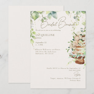 Invitation Brunch nuptial de gâteau botanique de crème