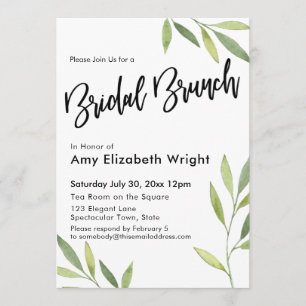 Invitation Brunch nuptial du feuillage vert