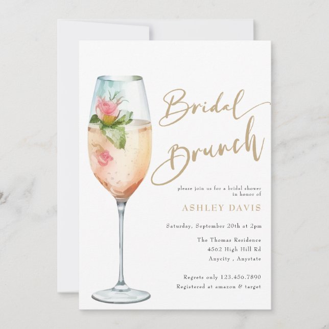 Invitation Brunch nuptial | Fête des mariées de bulles (Devant)