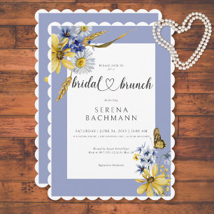 Invitation Brunch nuptial Fleur sauvage bleu et jaune rustiqu