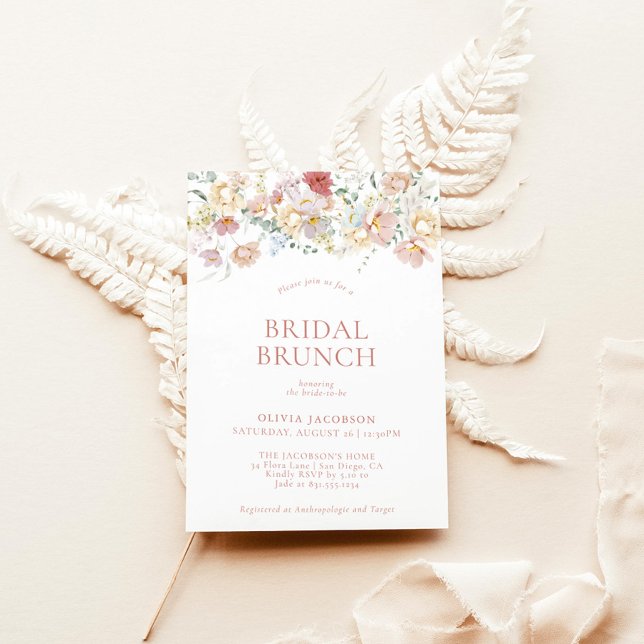 Invitation Brunch nuptial floral moderne | Fête des mariées B (Créateur téléchargé)