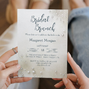 Invitation Brunch nuptial minimaliste de perles blanches