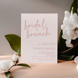 Invitation Brunch nuptial minimaliste rose et blanc Dusty