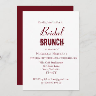 Invitation Brunch nuptial moderne Bold Bourgogne