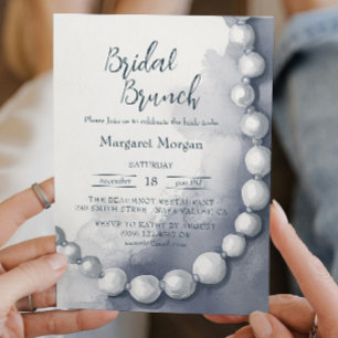 Invitation Brunch nuptial moderne de perles blanches