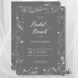 Invitation Brunch nuptial moderne Gris Glam Diamond Frame
