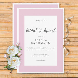 Invitation Brunch nuptial romantique moderne rose et blanc