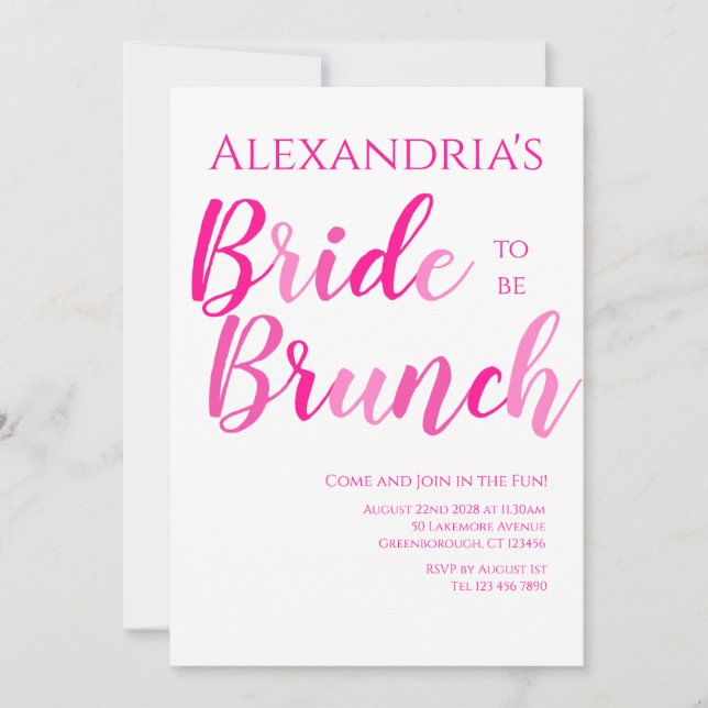 Invitation Brunch nuptial rose chaud moderne (Devant)