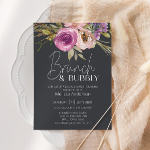 Invitation Brunch nuptial rose violet à charbon de bois