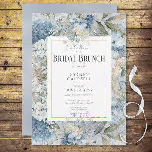 Invitation Brunch nuptial rustique bleu floral