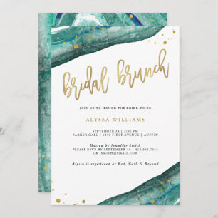 Invitation Brunch nuptial Turquoise et Gold Geode
