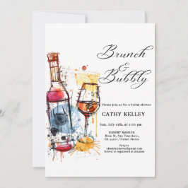 Invitation Brunch personnalisé et Fête des mariées champagne