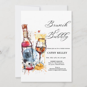 Invitation Brunch personnalisé et Fête des mariées champagne 