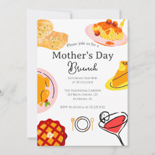 Invitation Brunch personnalisé pour la fête des mères   thème