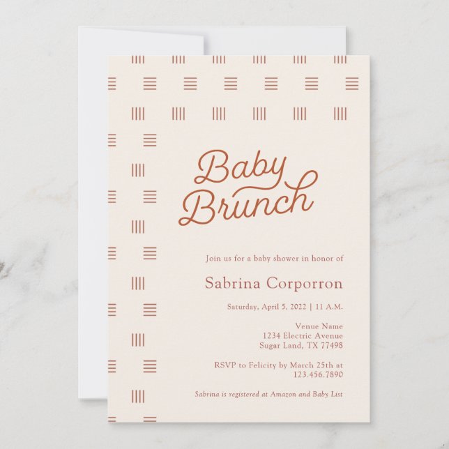 Invitation Brunch pour bébé | Boho minimaliste (Devant)