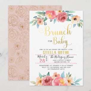 Invitation Brunch pour bébé - Fleurs printanières
