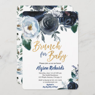 Invitation Brunch pour le bleu de pivoine d'invitations de