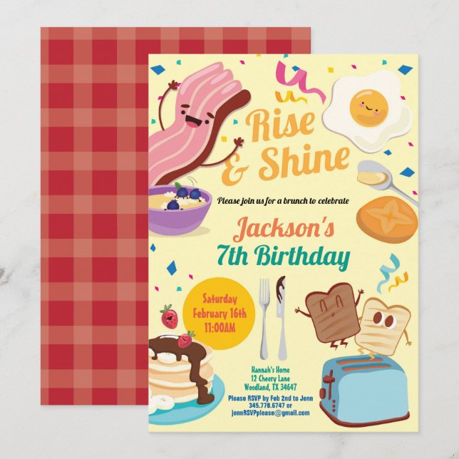 Invitation brunch pour le petit déjeuner étincelan (Devant / Derrière)