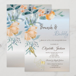 Invitation Brunch poussiéreux Roses, Vin, Mariage élégant av