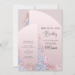 Invitation Brunch rose boho printemps or et mousseux