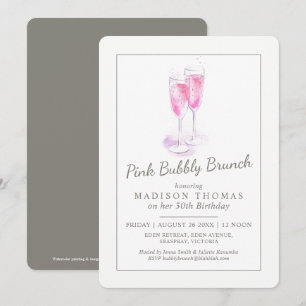 Invitation Brunch rose bulle champagne événement
