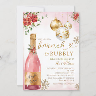 Invitation Brunch rose et Fête des mariées champagne Bubbly