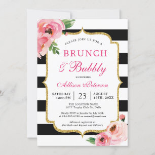 Invitation Brunch rose floral & Brunch nuptial mousseux