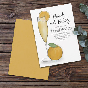 Invitation Brunch simple et Fête des mariées champagne Bubbly