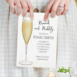 Invitation Brunch simple et Fête des mariées champagne Bubbly