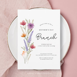 Invitation Brunch simple Fleur Fleur sauvage Fête des mères