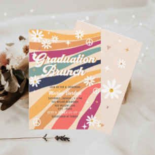 Invitation brunch super retro de graduation aquarelle