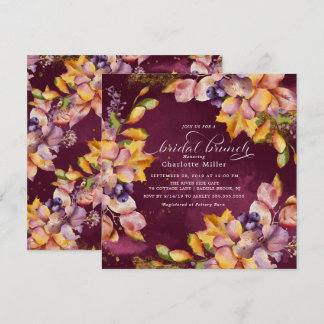 Invitation Brunch sur l'Fête de l'mariée d'automne