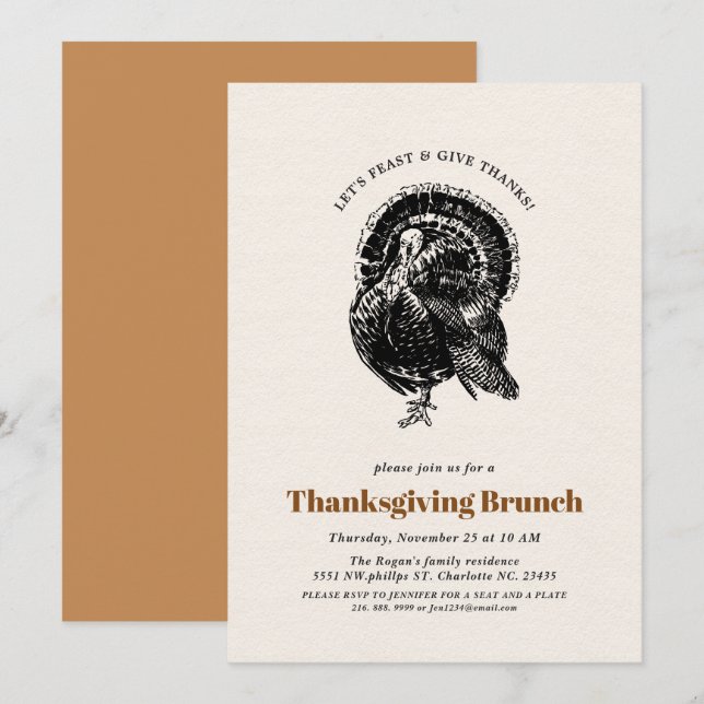 Invitation Brunch Thanksgiving | Turquie vintage (Devant / Derrière)