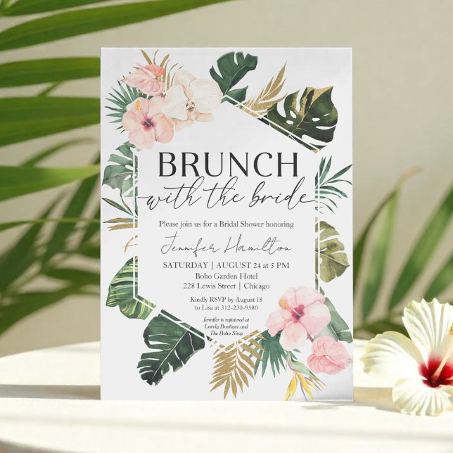 Invitation Brunch tropical avec la Fête des mariées de mariée (Créateur téléchargé)