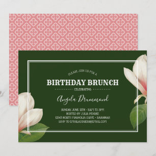 Invitation Brunch vert pour l'anniversaire du Magnolia du Sud