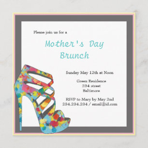 Invitation Brunch vintage chic de jour de mères de talon haut