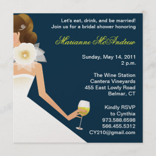 Invitation Brune nuptiale de vin sur la marine