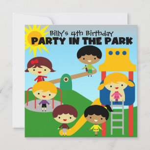 Invitation Brunette Boy Party dans l'Invitation du parc