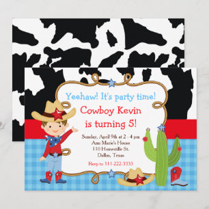 Invitation Brunette Cowboy Fête d'anniversaire de l'Ouest