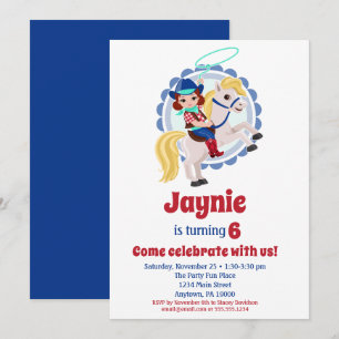 Invitation Brunette Cowgirl Rodéo Anniversaire