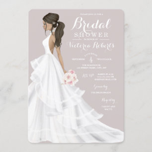 Invitation Brunette Glam Bride Mariage Gown Fête des mariées