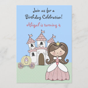 Invitation Brunette Princess Fairy Tale Anniversaire Invitati
