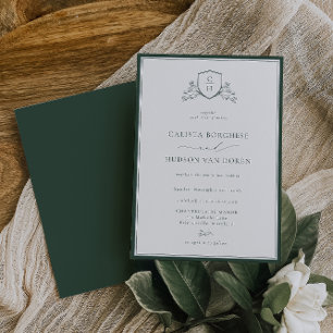 Invitation BRUNSWICK Floral Monogram Mariage Crest