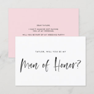 Invitation Brush Letting Pink Serez-vous mon homme d'honneur