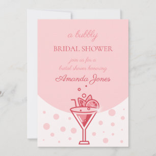 Invitation Bubble en rose : jolie Fête des mariées amusante d