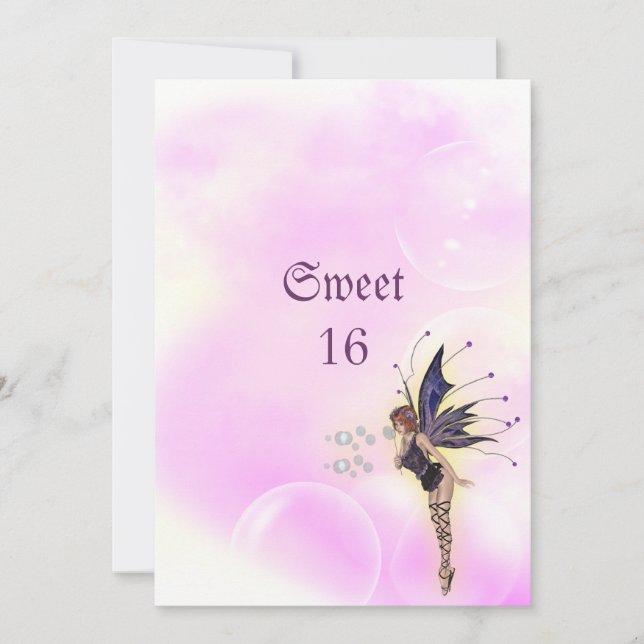 Invitation Bubble Fairy Imaginaire Sweet 16 Anniversaire (Devant)