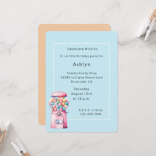 Invitation Bubble Gum Anniversaire Fantaisiste