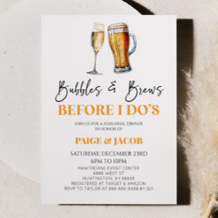 Invitation Bubbles and Brews Before I Do ! Dîner de répétitio